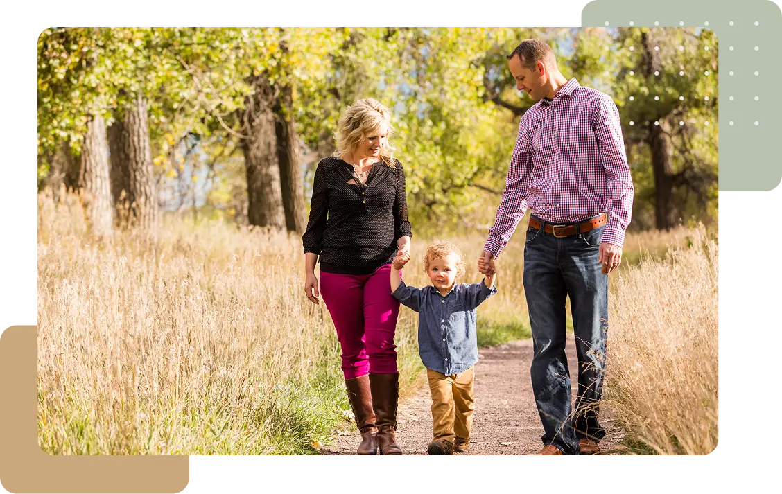 Family on a walk in colorado