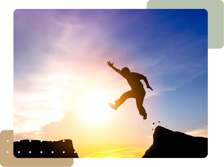 Silhouette of man jumping
